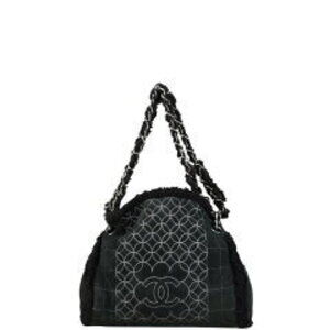Chanel Shoulder Mouton Coco Black Mark Chocobar Chain Bag Suede